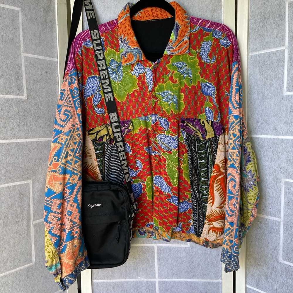 Vintage Rayon Patchwork Hippie Jacket - image 1